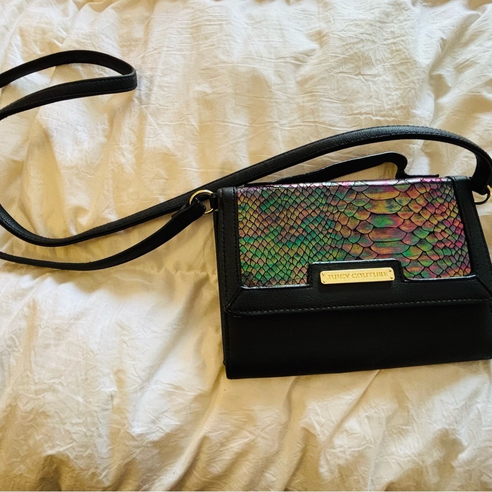Juicy Couture Mermaid Iridescent and Black Crossbody Bag